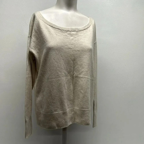 Everlane Cashmere Sweater Knit Scoop Neck Cream Ivory Speckled Gray Womens Small